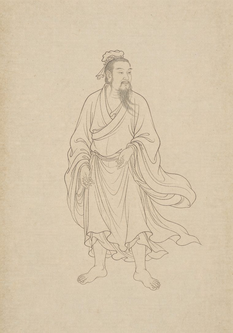 赤足大士　白描写意